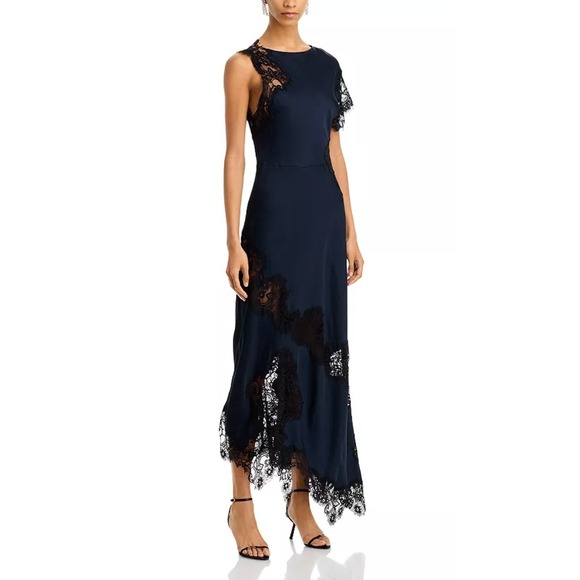 A.L.C. Dresses & Skirts - A.L.C. ALC Alessia Dress Navy Blue Lace Asymmetrical Midi Women Sz 4